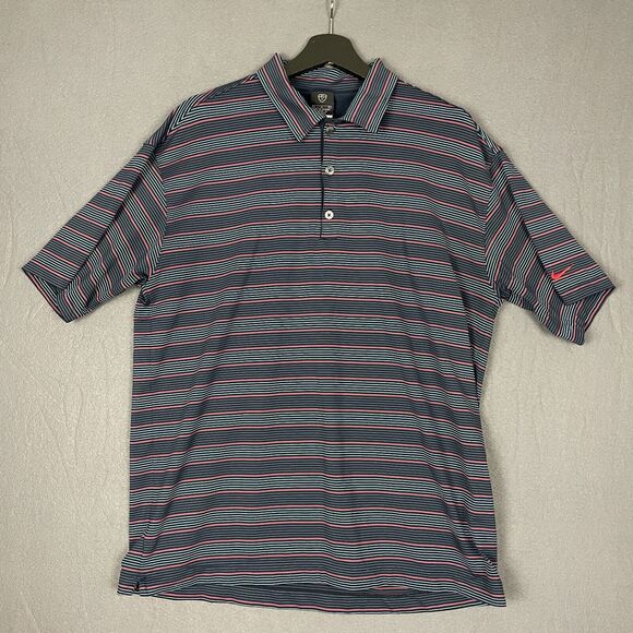 Nike Other - Nike Dri-Fit UV Polo Shirt Men's L Blue Striped Short Sleeve Golf Performance